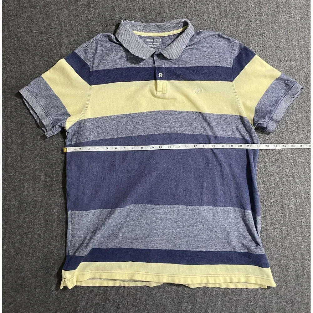 Banana Republic Mens Blue Yellow Striped Polo Shirt XL 152632-01